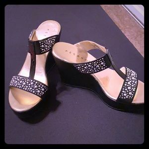 Silver studded wedges